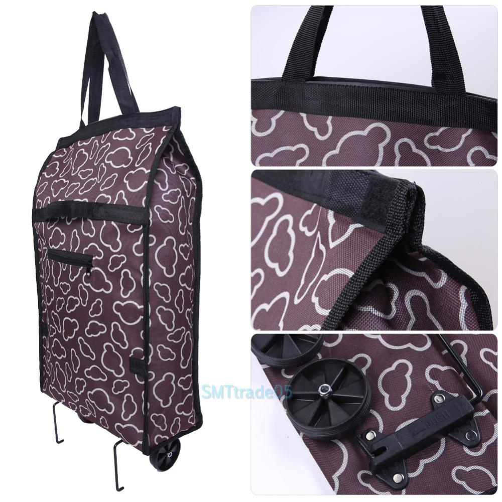 Portable Foldable Rolling Wheel Cart Trolley Shopping Bag Handle Carry Tote Case | eBay